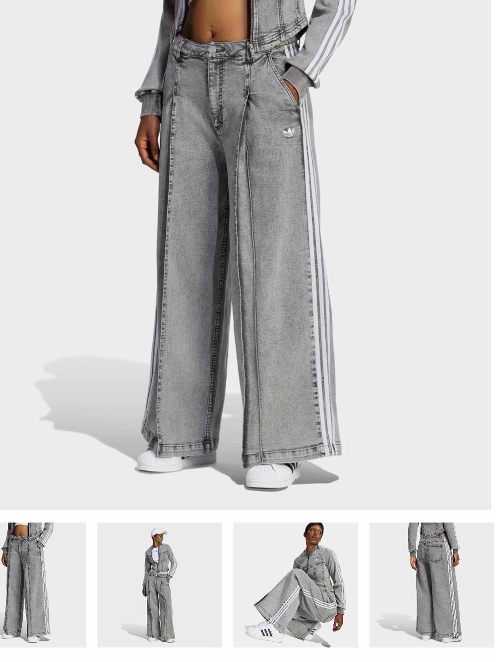 adidas High-Rise Washed Gray Denim Jeans Brand New. Size 33x34